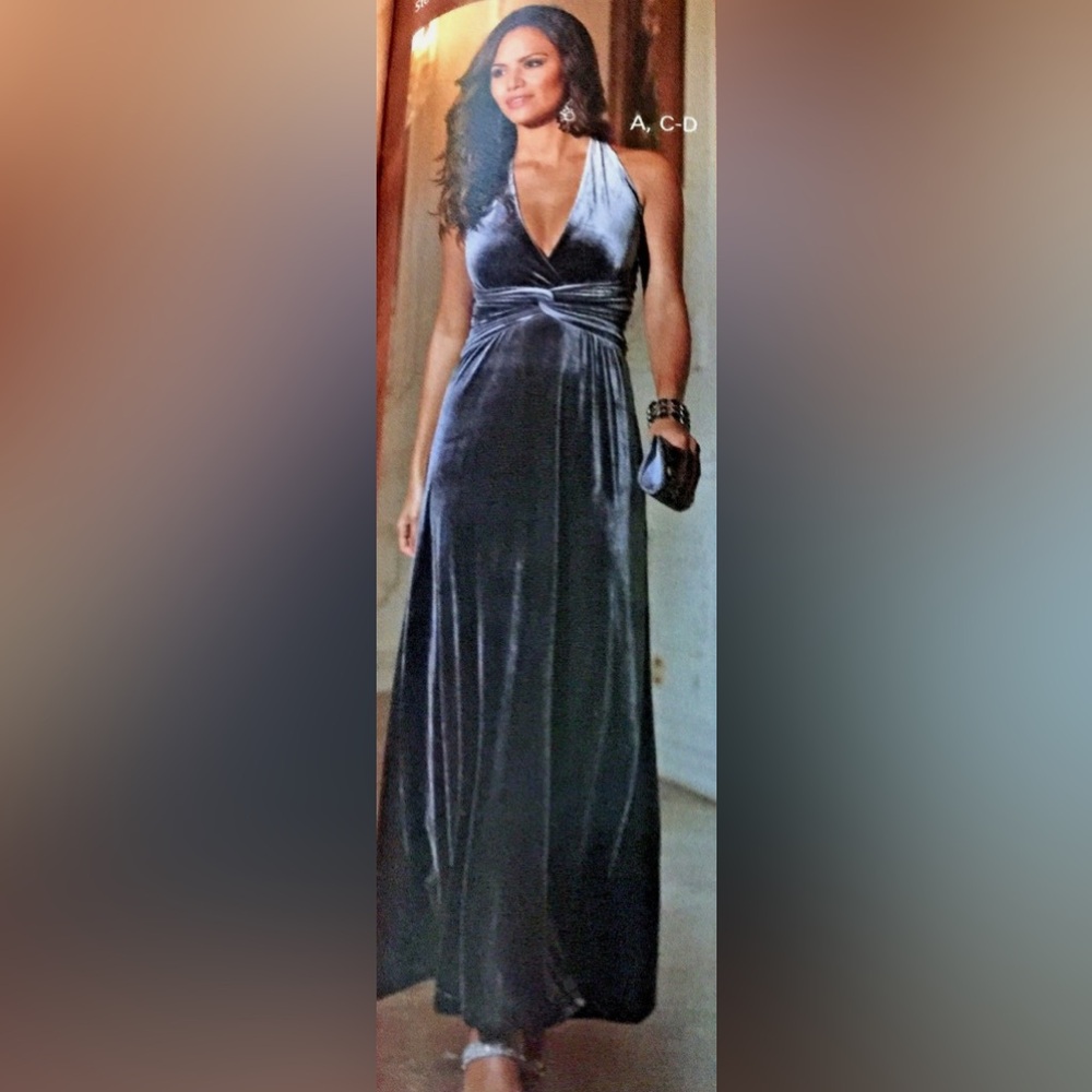 Boston Proper Gray Velvet Dress